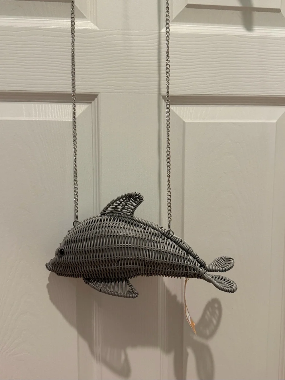 NEW Tommy Bahama dolphin-shaped wicker crossbody bag